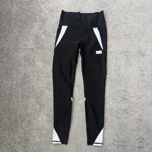 Peloton Leggings Womens Small Black White Cycling Yoga Pants Athletic Mesh